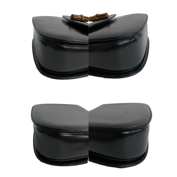 GUCCI Black Leather Bamboo Tote Bag - Picture 7 of 9